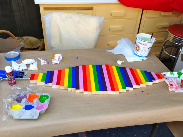 One side completed.  Next we'll flip it over and paint the other side.