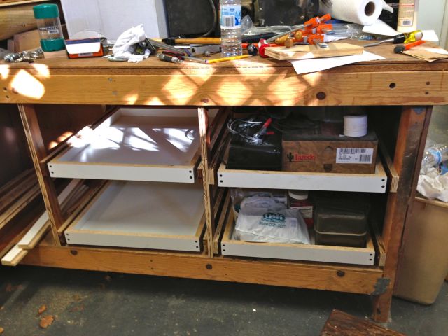 Only had time to fill the right side with junk.  Will fill the left on Saturday.