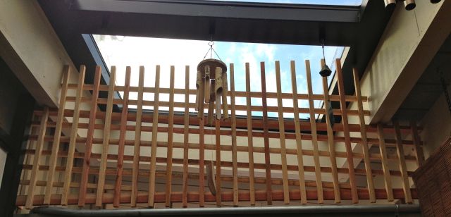 Lattice work to keep the critters out of our atrium.  