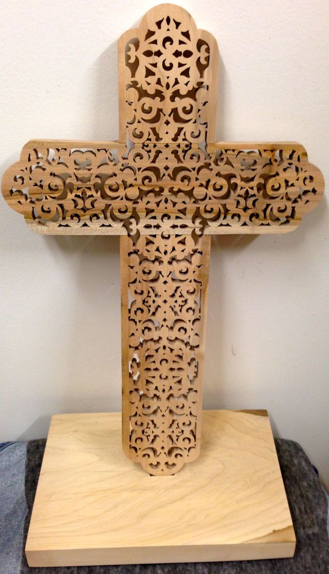 Front of the finished cross with base.